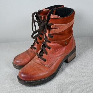 Dromedaris Leather Lace Up Ankle Boots Faux Fur Lined Made in Portugal EU 39